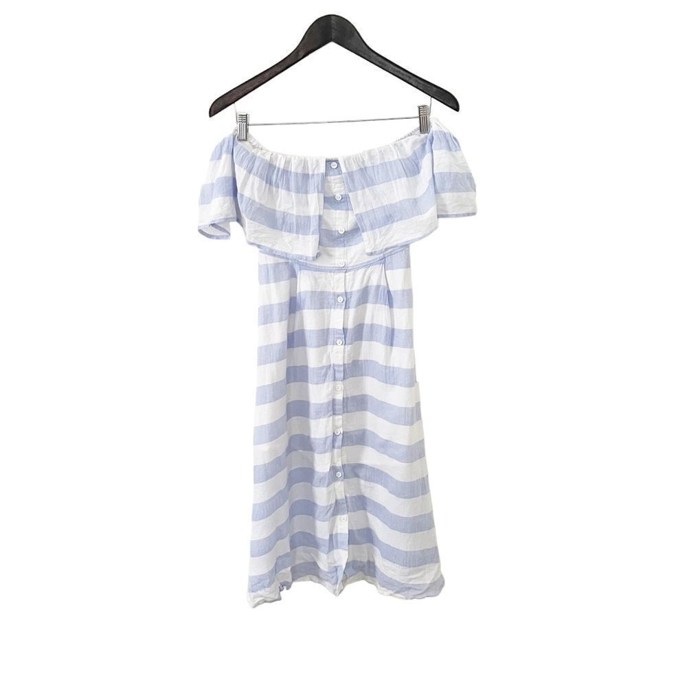 Lulus Blue White Striped Off Shoulder Mini Dress XS Summer - Picture 3 of 16